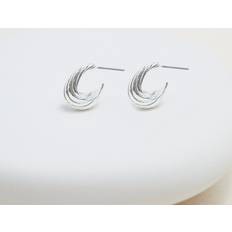 Silver Plated Earrings Inicio Silver Plated Textured Hoop Earrings Gift Pouch