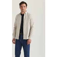 Morris Skjortor Morris Stockholm-Soft Check Flannel-Slim Fit-Kaki-Cotton-XXXL