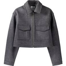 Bershka Ytterkläder Bershka boxy wool jacket in dark grey