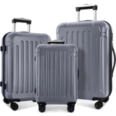 Suitcase Sets Bed Bath & Beyond Luggage 3 Piece Sets with Spinner Wheels ABS+PC 20/24/28 Grey