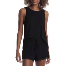 Black Pajamas Honeydew Intimates All American Jersey & Lace Shortie Set Black