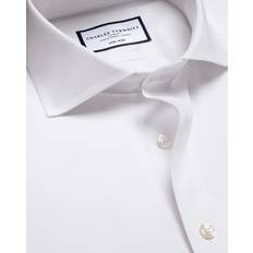 Charles Tyrwhitt Men's Cutaway Collar Non-Iron Poplin Cotton Formal Shirt White Single Cuff