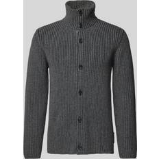 Grey - Man Cardigans Marc O'Polo Cardigan Heavy Gauge Wool Blend Anthracite Dark Grey