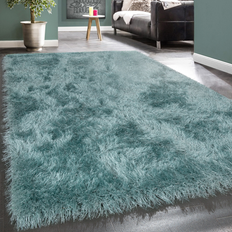 Paco Home Soft Shag Rug For Bedroom & Living-Room Glossy Yarn - (2'8" x 4'11") Turquoise 31.5x59.1"