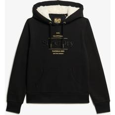 Superdry Top Superdry Damen Luxe Hoodie Metallic-Optik Schwarz