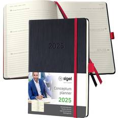 Sigel Conceptum Diary 2025 Approx A5 Week To View Hardcover Softwave Surface 148x213x30 mm Black-Red