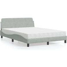 VidaXL Boxmadrasser vidaXL Seng Med Madras 140x200 cm Velour Lysegrå Boxmadras
