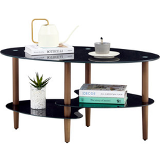 Ivy Bronx Corabella Glass Round Center Large Black Coffee Table