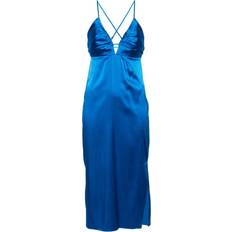 Calvin Klein Midi Dresses Calvin Klein V-neck satin midi dress women Spandex/Elastane/Silk Blue