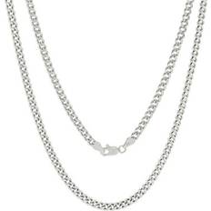 Men - White Gold Necklaces Nuragold 10k White Gold 3.5mm Miami Cuban Link Chain Necklace Mens Womens Jewelry