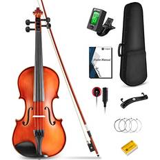 Violins Vangoa Violin 4/4 Full Size Set Solid Wood Spruce Top Acoustic Violin Student Fiddle Kit Professional, Ebony Fitting Violin Starter Kit for Beginner Adults, Youth, Teens, Kids