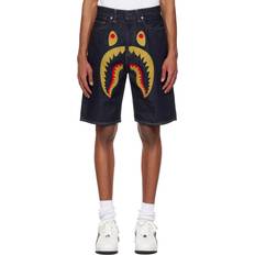 A Bathing Ape Navy Shark Denim Shorts INDIGO