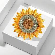 Gula Broscher Shein One Full Crystal Sunflower Brooch