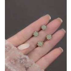 Shein Women's Elegant Delicate Design Gentle Elegant Neo-Chinese Style Light Green Stud Earrings