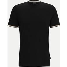HUGO BOSS Tops HUGO BOSS Cotton-jersey T-shirt with signature-stripe cuffs Black