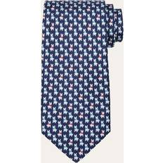 Ferragamo Clothing Ferragamo Men Terrier print silk tie Blue