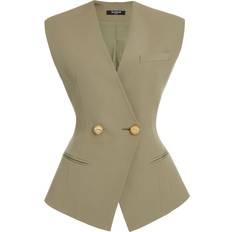 Vests Balmain Buttoned Grain De Poudre Vest OLIVE (38 FR (6 US)