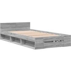 Beds & Mattresses vidaXL Bed Frame With Drawers Smoked Oak 200x200 cm Engineered Wood