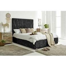 Beds & Mattresses Eleganza Dawn Gunmetal Marble Fabric Super King Bed Frame