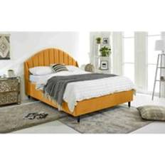 Beds & Mattresses Elysium Mustard Plush Velvet Double Bed Frame
