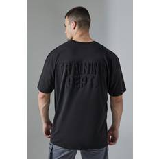 boohooMAN Mens Tall Oversize T-Shirt mit Man Active Training Dept Print Schwarz L, Schwarz