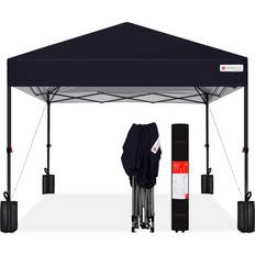 Black Tents Best Choice Products 12x12ft 1-Person Setup Pop Up Canopy Tent Instant Portable Shelter w/ 1-Button Push, Case, 4 Weight Bags Black