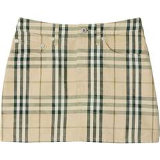 Burberry Green Skirts Burberry check-pattern mini skirt women Calf Leather/Cotton/Calf Suede Neutrals