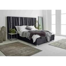 Beds & Mattresses Eleganza Mila Steel Plush Velvet King Bed Frame
