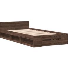 Beds & Mattresses vidaXL Bed Frame With Drawers Smoked Oak 200x200 cm Engineered Wood - Brown