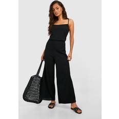 Boohoo Jumpsuits & Overalls boohoo Womens Basic Rib Strappy Culotte Jumpsuit Black