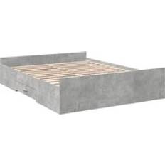 vidaXL Bed Frame With Drawers Without Mattress Concrete Grey 160x200 cm