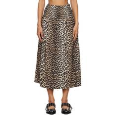 Organic Fabric Skirts Ganni Black & Brown Printed Maxi Skirt 943 Leopard DK