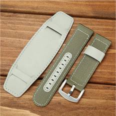 Brown Watch Straps Maxpower (18mm, Army green) 18mm 20mm 22mm 24mm Nylon Watchband Leather Wrist Band Buckle Men Woman Accessories Watchbands