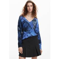 Viscosa Bluse Desigual Bedruckter Arty-Pullover BLUE