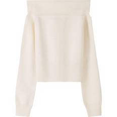 Bershka Sweatere Bershka Strikket bardot-trøje hvid-Neutral
