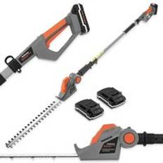 Cordless long reach hedge trimmers Terratek 20V Long Reach Cordless Telescopic Hedge Trimmer 2 Batteries Orange One Size