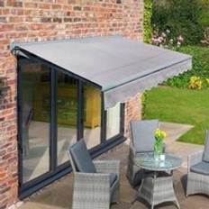 Black Patio Awnings Primrose Awnings Retractable Manual Half Cassette Charcoal Frame 2.5 m x 2 m - Silver