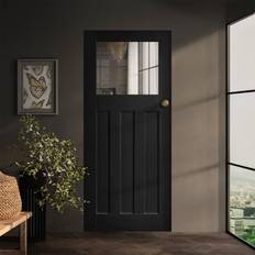 Doors Liberty Black Internal Fully Finished Oak DX 1981x686x35 mm (BLKOAKDXCG27) Interior Door Clear Glass (x198.1cm)