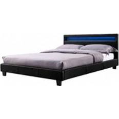 HOME DETAIL Canis Black LED Faux Leather Double Bed