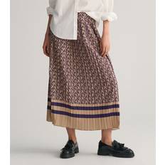 Gant Dame Nederdele Gant Monogram Print Pleated Skirt Multi Patterned - Beige