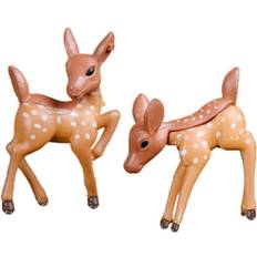 PVC Garden Ornaments Supvox 2 pcs Resin Deer Couple Statue Mini Craft Micro Landscape Bonsai Garden Home Ornament