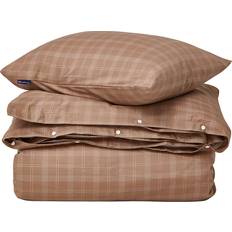 Lexington Checked Lyocell/Cotton Bedding Set Duvet Cover White, Brown (220x220cm)