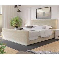 180 cm Boxspringbetten Schlafzimmerbett Celes 180x200 cm Stoff Monolith Beige Boxspringbett