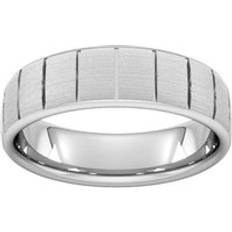 Goldsmiths Vertical Lines Wedding Ring 6mm - Silver