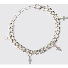 Rannekorut boohooMAN Cross Charm Bracelet - Silver