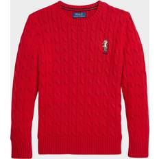 Knitted Sweaters Children's Clothing Boy's Cable Knit Sweater W/ Embroidered Mascot, 2-7 RL 2000 RED