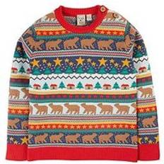 9-12M - Jungen Strickpullover Frugi Baby Forest Fairisle Jumper, Red/Multi