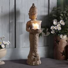 Homary Brown Resin Garden Buddha Statue With Candle