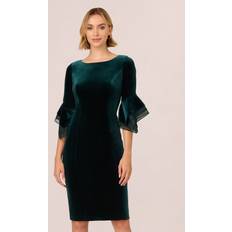 Adrianna Papell Adrianna Papell Velvet Bell Sleeve Dress, Hunter