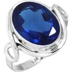 Sapphire - Solitaire Rings Jeweloporium September Birthstone Handmade Ring - Silver/Sapphire